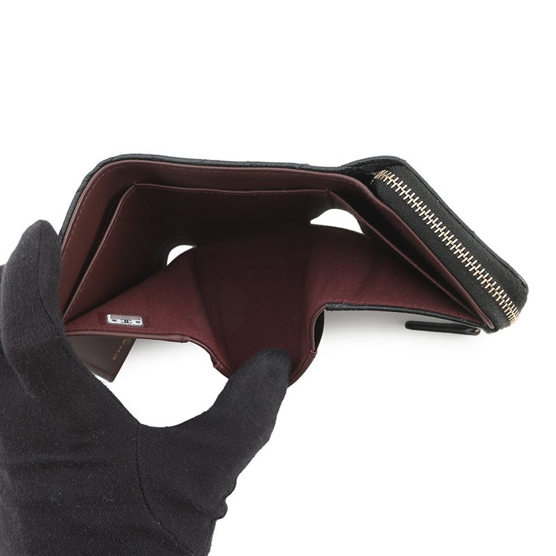 シャネル 三つ折り財布 クラシック スモール フラップ ジップウォレット キャビアスキン AP3177 CHANEL 財布 黒