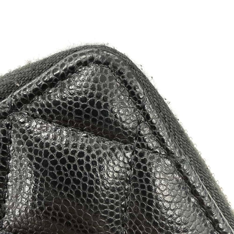 シャネル 三つ折り財布 クラシック スモール フラップ ジップウォレット キャビアスキン AP3177 CHANEL 財布 黒