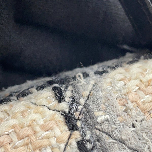 シャネル チェーンショルダーバッグ マトラッセ ココマーク トップハンドル ツイード ラムスキン AS3652 黒 白