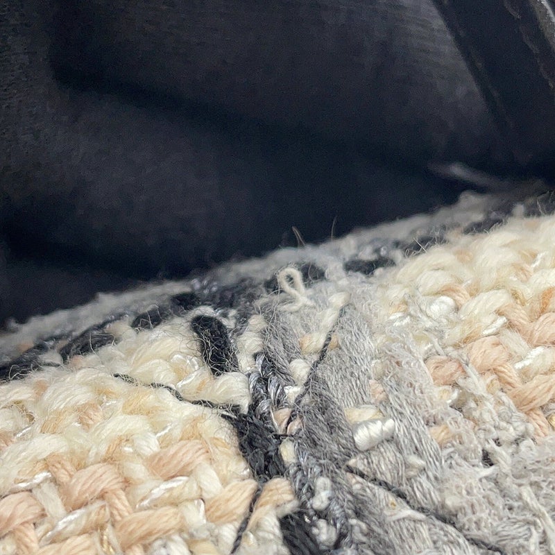 シャネル チェーンショルダーバッグ マトラッセ ココマーク トップハンドル ツイード ラムスキン AS3652 黒 白