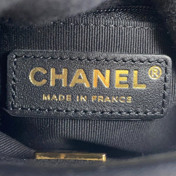 シャネル チェーンショルダーバッグ マトラッセ ココマーク トップハンドル ツイード ラムスキン AS3652 黒 白