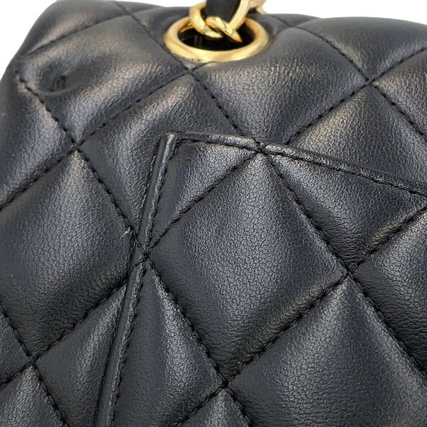 シャネル チェーンショルダーバッグ クラシック マトラッセ23 ココマーク ダブルチェーン A01113 CHANEL 黒