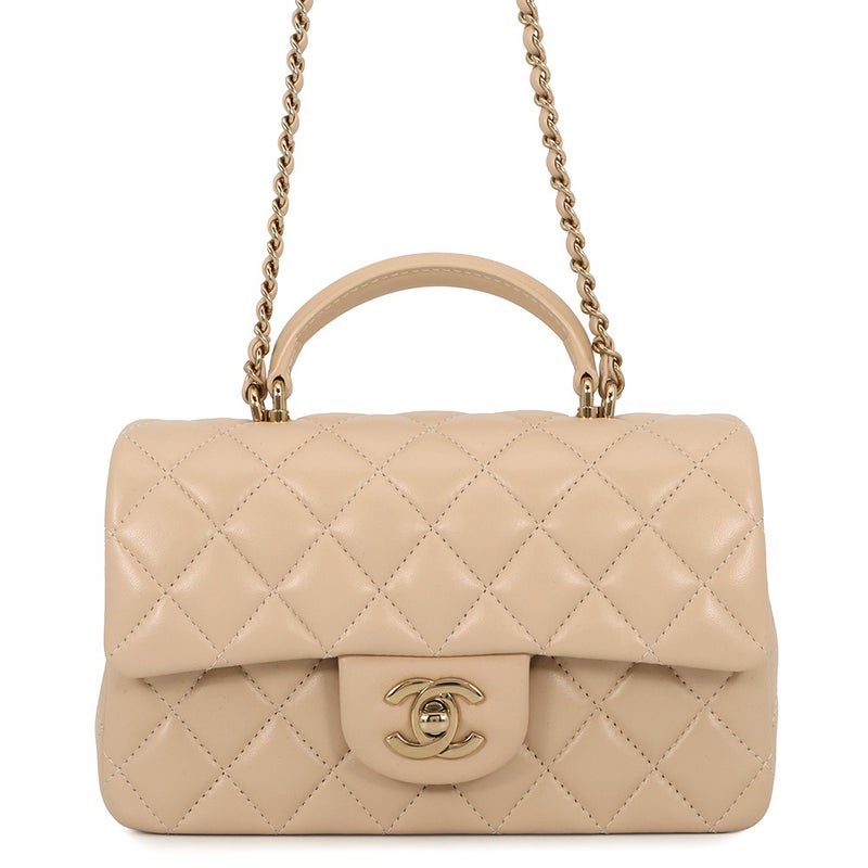 シャネル チェーンショルダーバッグ マトラッセ ココマーク トップハンドル ミニ フラップ ラムスキン AS2431 CHANEL