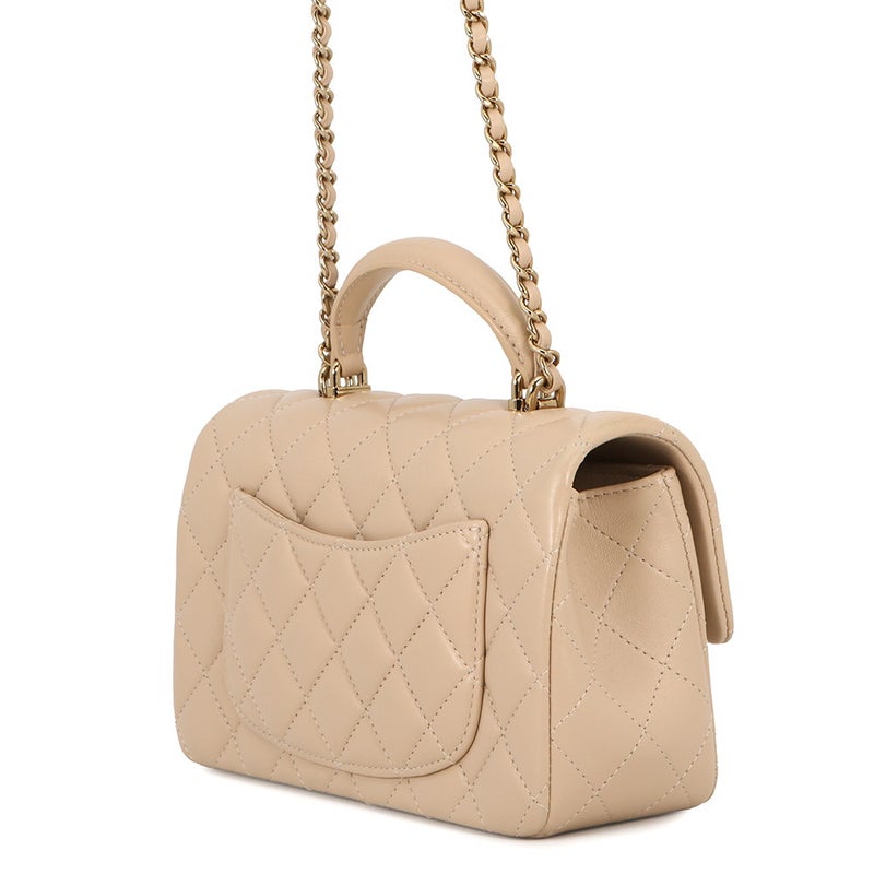 シャネル チェーンショルダーバッグ マトラッセ ココマーク トップハンドル ミニ フラップ ラムスキン AS2431 CHANEL