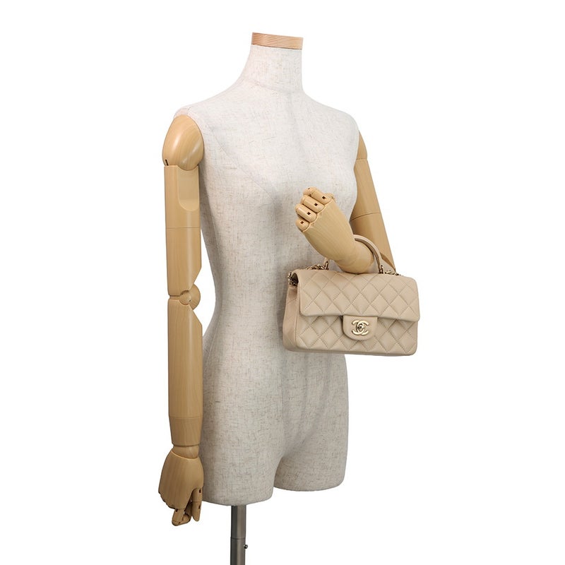 シャネル チェーンショルダーバッグ マトラッセ ココマーク トップハンドル ミニ フラップ ラムスキン AS2431 CHANEL