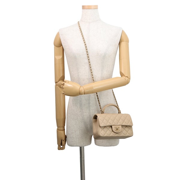 シャネル チェーンショルダーバッグ マトラッセ ココマーク トップハンドル ミニ フラップ ラムスキン AS2431 CHANEL
