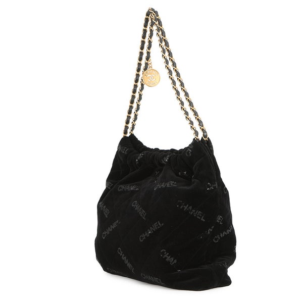 シャネル チェーンショルダーバッグ CHANEL 22 マトラッセ スモール ベロア スパンコール AS3260 CHANEL ポーチ付き 黒