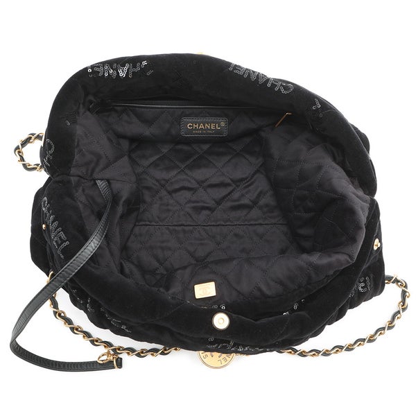 シャネル チェーンショルダーバッグ CHANEL 22 マトラッセ スモール ベロア スパンコール AS3260 CHANEL ポーチ付き 黒