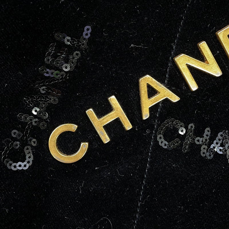 シャネル チェーンショルダーバッグ CHANEL 22 マトラッセ スモール ベロア スパンコール AS3260 CHANEL ポーチ付き 黒