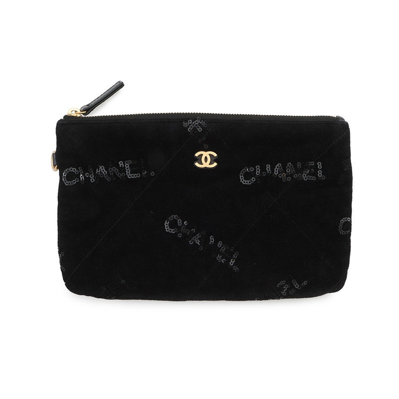シャネル チェーンショルダーバッグ CHANEL 22 マトラッセ スモール ベロア スパンコール AS3260 CHANEL ポーチ付き 黒