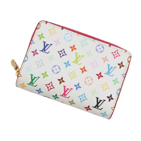 ルイヴィトン 二つ折り財布 モノグラム・マルチカラー LV × TM ポルトフォイユ・ルー M14093 ヴィトン 白 ホワイト 村上隆 コラボ