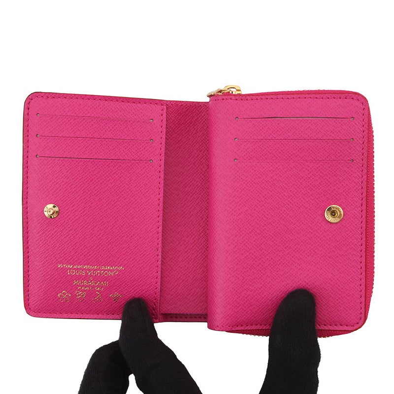 ルイヴィトン 二つ折り財布 モノグラム・マルチカラー LV × TM ポルトフォイユ・ルー M14093 ヴィトン 白 ホワイト 村上隆 コラボ