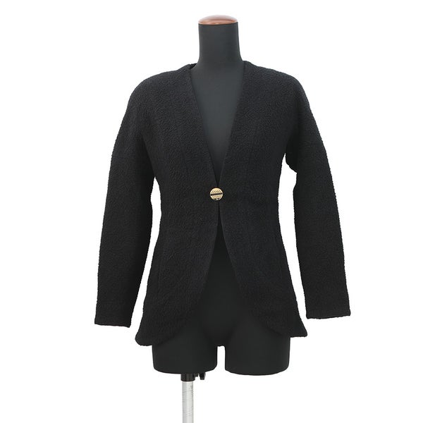 シャネル ジャケット ノーカラー ウール レディースサイズ34 P61936 CHANEL アウター 黒