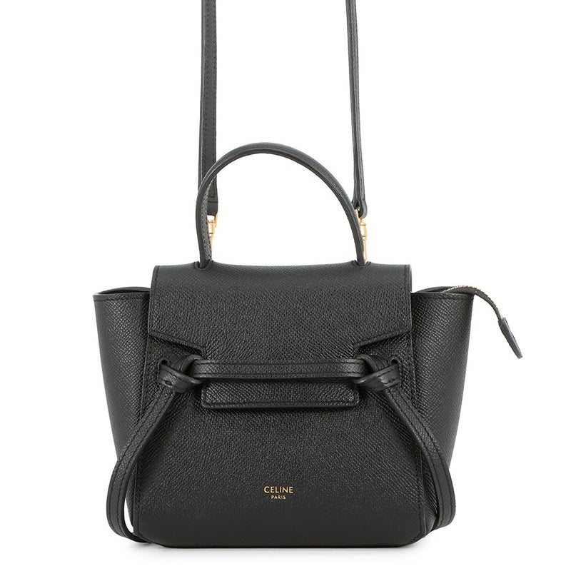セリーヌ ハンドバッグ ピコ ベルトバッグ レザー 194263 CELINE 2wayショルダーバッグ 黒