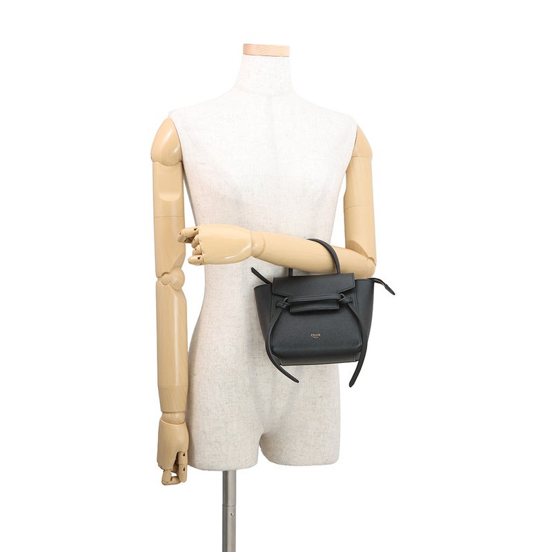 セリーヌ ハンドバッグ ピコ ベルトバッグ レザー 194263 CELINE 2wayショルダーバッグ 黒