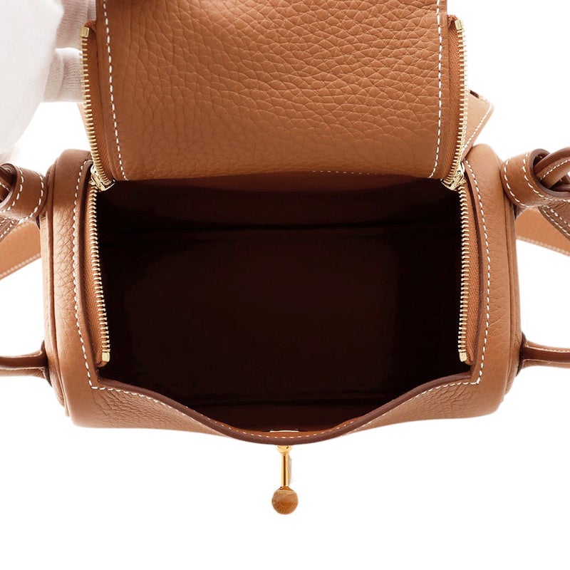 エルメス リンディ ミニ ゴールド/ゴールド金具 トリヨンクレマンス G刻印 ２wayショルダー