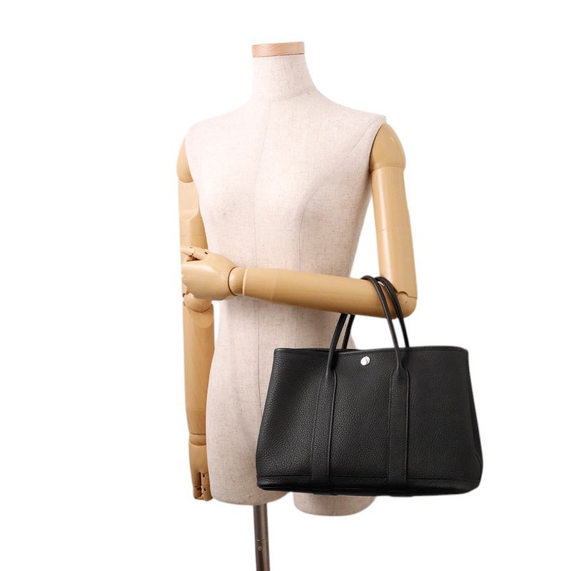 エルメス トートバッグ ガーデンパーティTPM ブラック/シルバー金具 ネゴンダ W刻印 黒