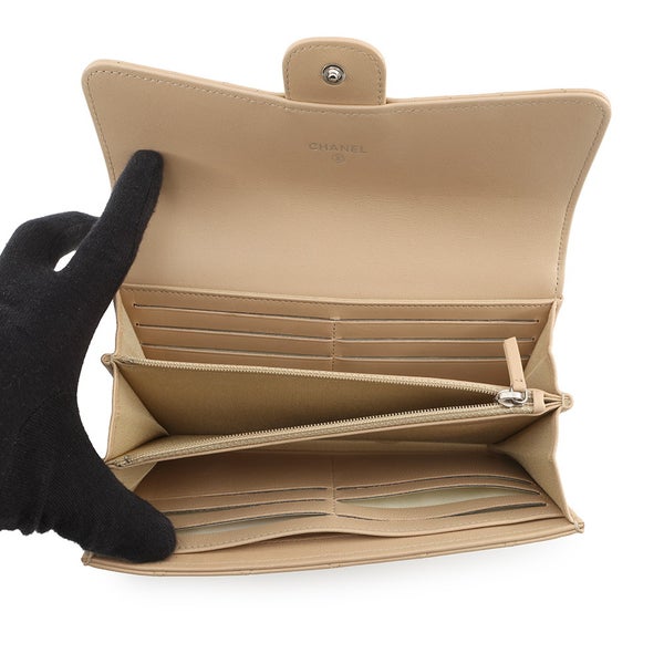 シャネル 長財布 マトラッセ ココマーク クラシック ロング フラップ ウォレットラムスキン A80758