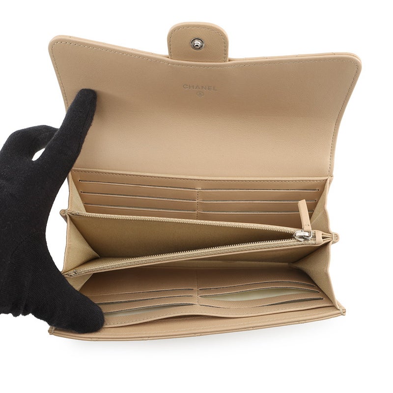 シャネル 長財布 マトラッセ ココマーク クラシック ロング フラップ ウォレットラムスキン A80758