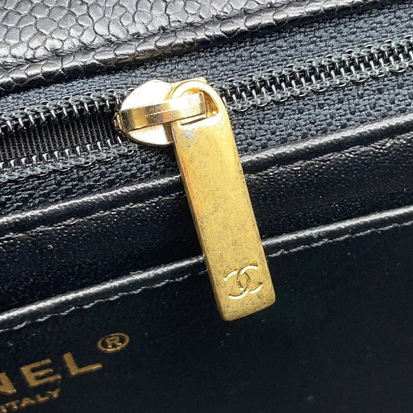 シャネル チェーンショルダーバッグ マトラッセ ココマーク ダブルチェーン ソフトキャビアスキン CHANEL 黒