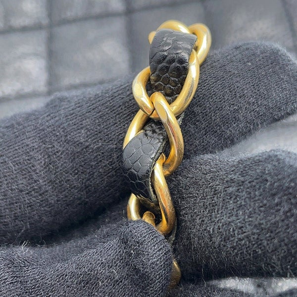 シャネル チェーンショルダーバッグ マトラッセ ココマーク ダブルチェーン ソフトキャビアスキン CHANEL 黒