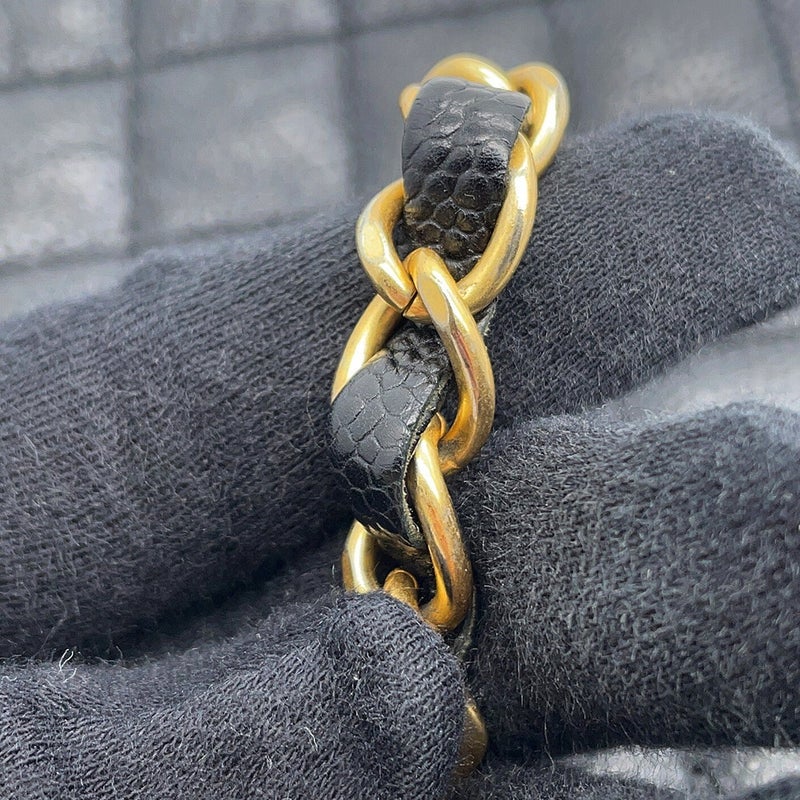 シャネル チェーンショルダーバッグ マトラッセ ココマーク ダブルチェーン ソフトキャビアスキン CHANEL 黒