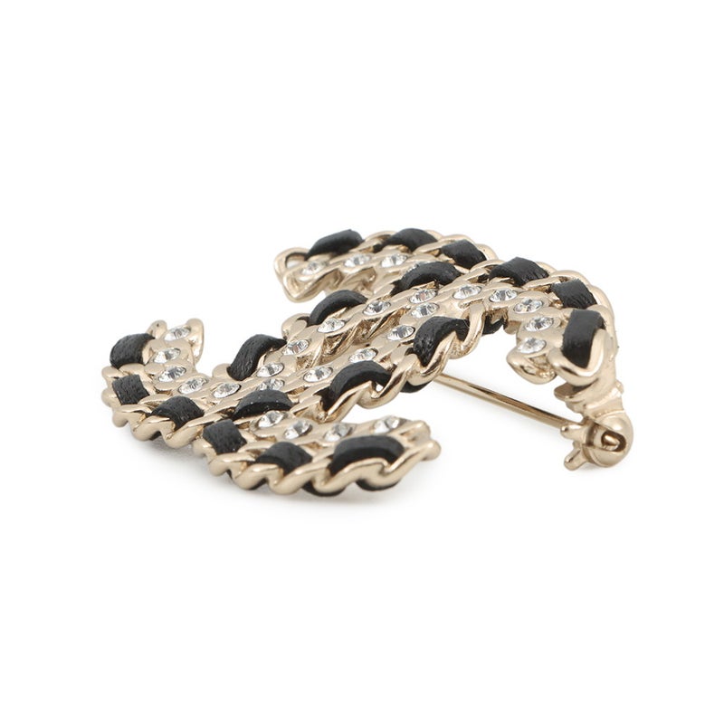 シャネル ブローチ ココマーク ラインストーン レザー B20C AB2971 CHANEL アクセサリー