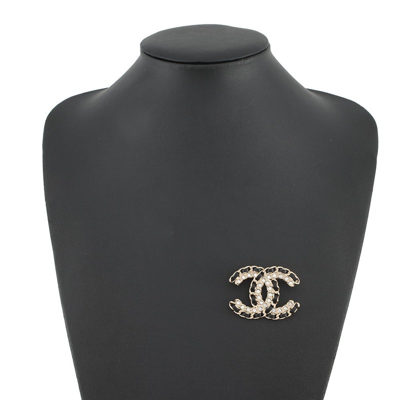 シャネル ブローチ ココマーク ラインストーン レザー B20C AB2971 CHANEL アクセサリー
