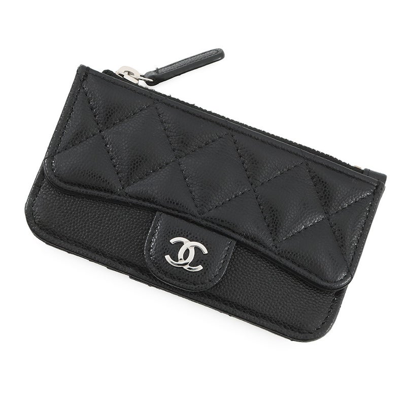 シャネル カードケース ココマーク マトラッセ クラシック ジップ キャビアスキン AP2570 CHANEL 黒