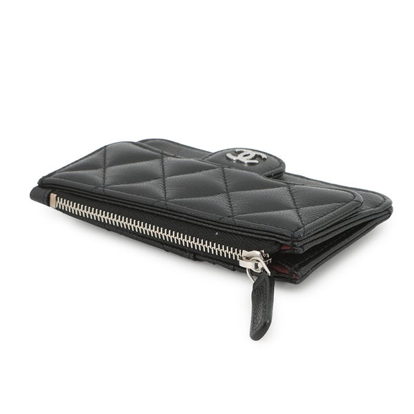 シャネル カードケース ココマーク マトラッセ クラシック ジップ キャビアスキン AP2570 CHANEL 黒
