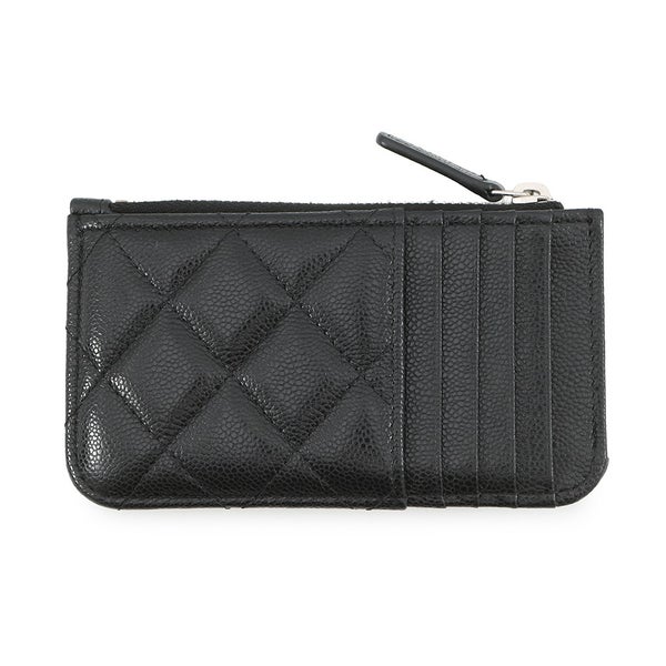 シャネル カードケース ココマーク マトラッセ クラシック ジップ キャビアスキン AP2570 CHANEL 黒