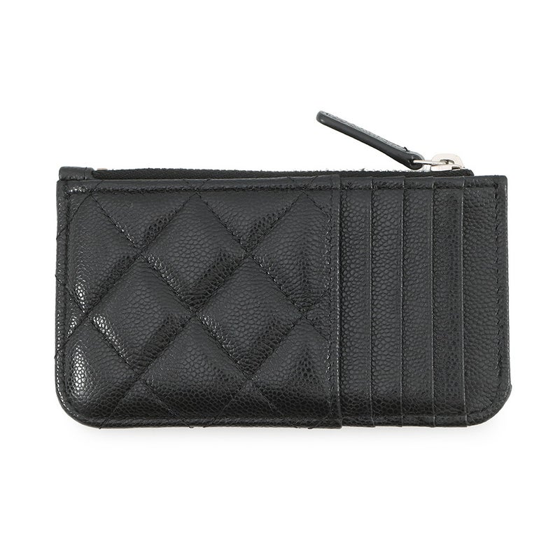 シャネル カードケース ココマーク マトラッセ クラシック ジップ キャビアスキン AP2570 CHANEL 黒
