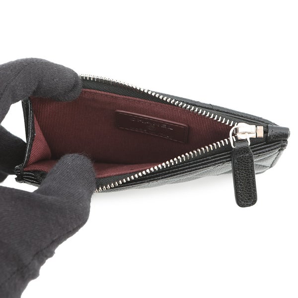 シャネル カードケース ココマーク マトラッセ クラシック ジップ キャビアスキン AP2570 CHANEL 黒