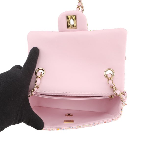 シャネル チェーンショルダーバッグ ココマーク ミニ マトラッセ20 ツイード/スパンコール A69900 CHANEL