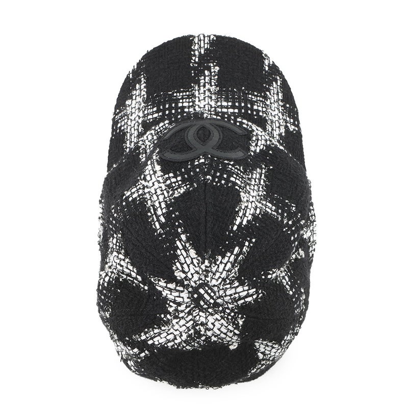 シャネル キャップ ココマーク ツイード コットン ウール サイズM AA7108 CHANEL 帽子 黒