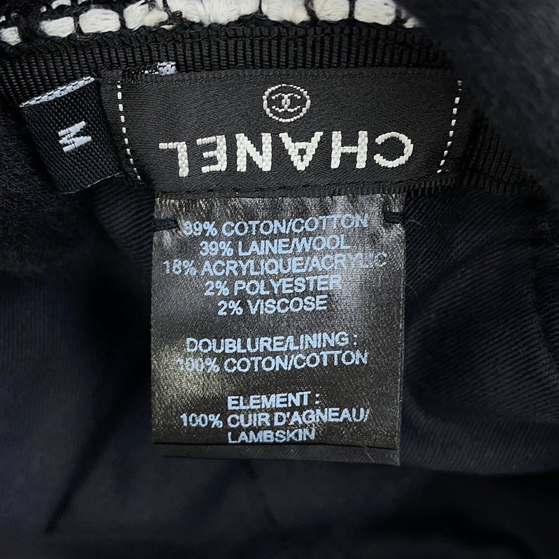 シャネル キャップ ココマーク ツイード コットン ウール サイズM AA7108 CHANEL 帽子 黒