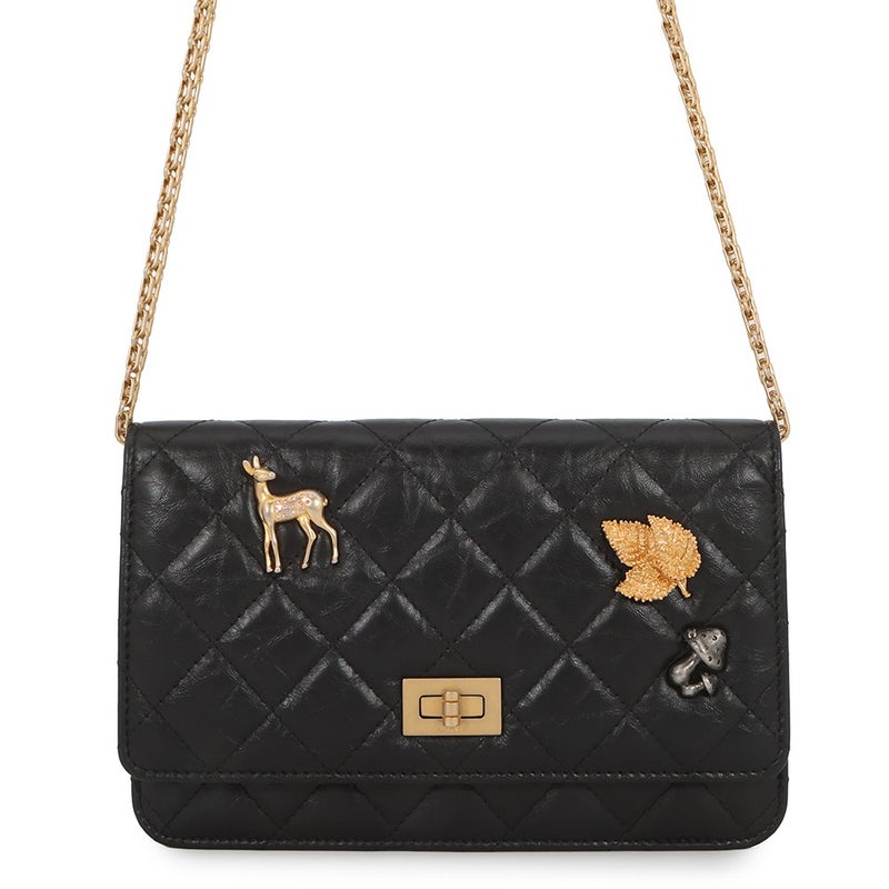 シャネル チェーンウォレット マトラッセ 2.55 アイコン ヴィンテージカーフレザー A80834 CHANEL 財布 黒