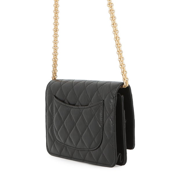 シャネル チェーンウォレット マトラッセ 2.55 アイコン ヴィンテージカーフレザー A80834 CHANEL 財布 黒