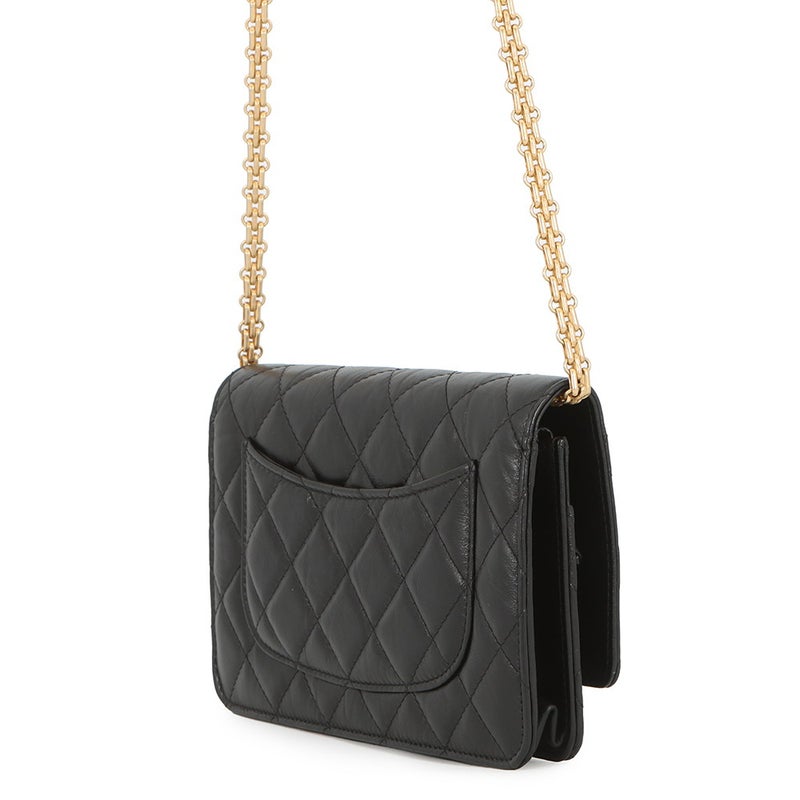 シャネル チェーンウォレット マトラッセ 2.55 アイコン ヴィンテージカーフレザー A80834 CHANEL 財布 黒