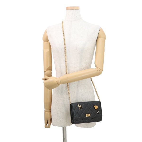 シャネル チェーンウォレット マトラッセ 2.55 アイコン ヴィンテージカーフレザー A80834 CHANEL 財布 黒