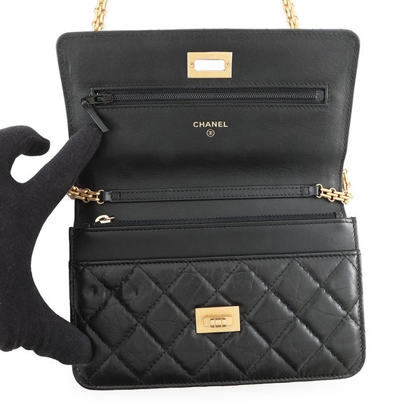 シャネル チェーンウォレット マトラッセ 2.55 アイコン ヴィンテージカーフレザー A80834 CHANEL 財布 黒