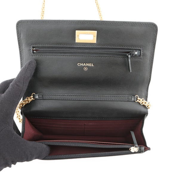 シャネル チェーンウォレット マトラッセ 2.55 アイコン ヴィンテージカーフレザー A80834 CHANEL 財布 黒