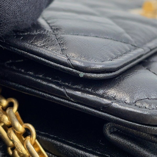 シャネル チェーンウォレット マトラッセ 2.55 アイコン ヴィンテージカーフレザー A80834 CHANEL 財布 黒