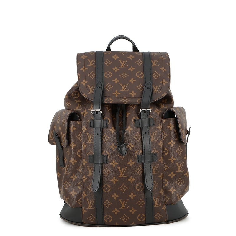 ルイヴィトン リュックサック モノグラム・マカサー クリストファーMM M43735 LOUIS VUITTON バックパック 黒 ブラック