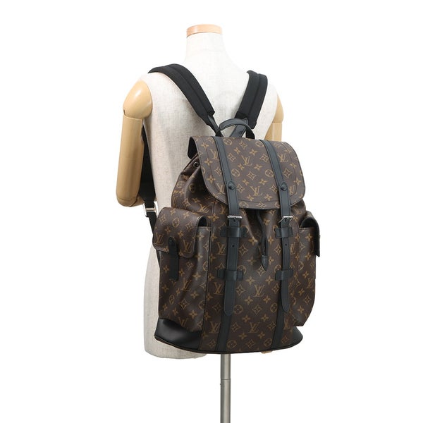 ルイヴィトン リュックサック モノグラム・マカサー クリストファーMM M43735 LOUIS VUITTON バックパック 黒 ブラック