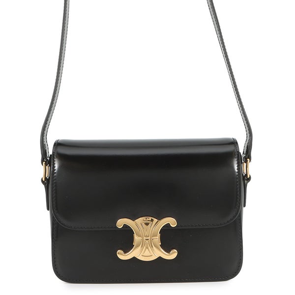 セリーヌ ショルダーバッグ ティーン トリオンフ シャイニーカーフレザー 188423 CELINE 黒