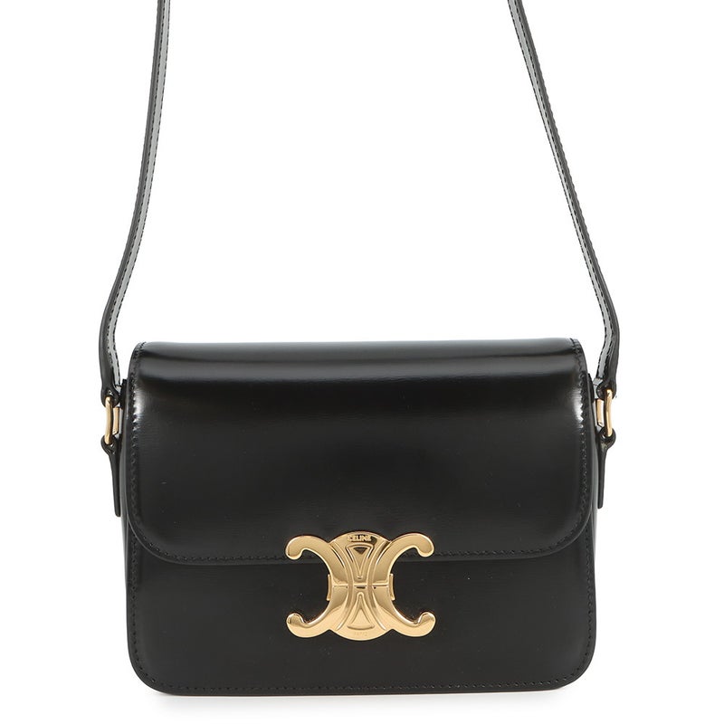 セリーヌ ショルダーバッグ ティーン トリオンフ シャイニーカーフレザー 188423 CELINE 黒