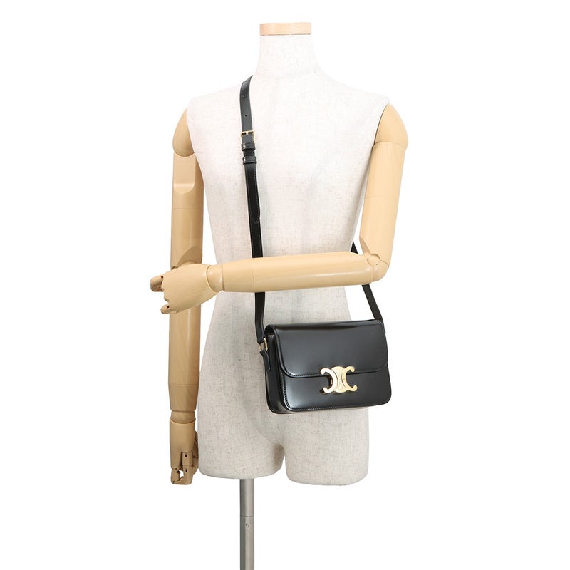 セリーヌ ショルダーバッグ ティーン トリオンフ シャイニーカーフレザー 188423 CELINE 黒