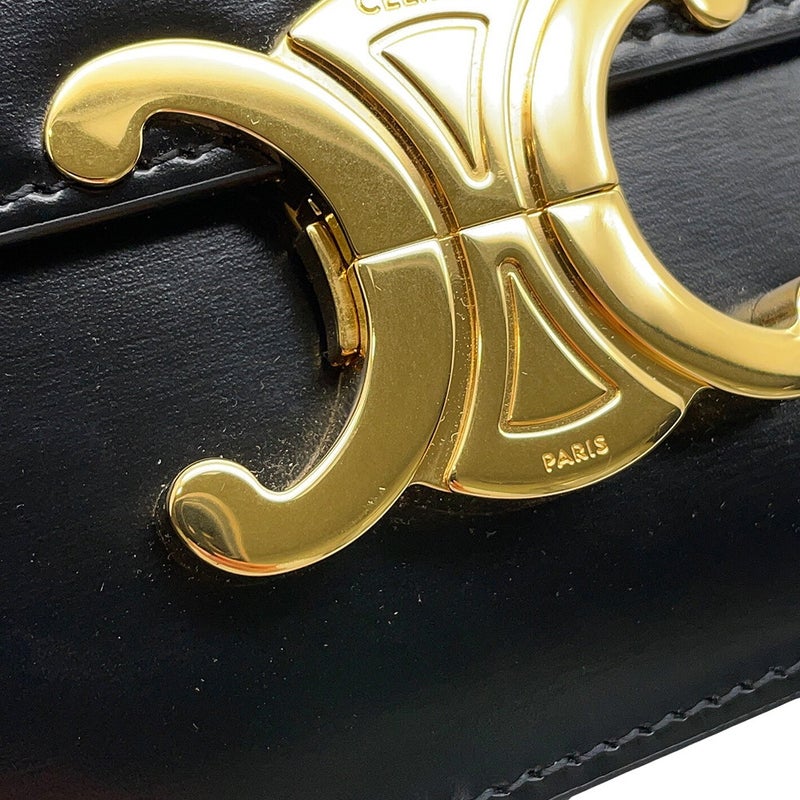 セリーヌ ショルダーバッグ ティーン トリオンフ シャイニーカーフレザー 188423 CELINE 黒