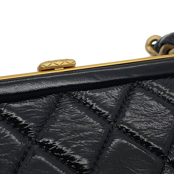 シャネル ショルダーバッグ マトラッセ ココマーク リボン チェーンクラッチバッグ  パテントAP4029 CHANEL 黒